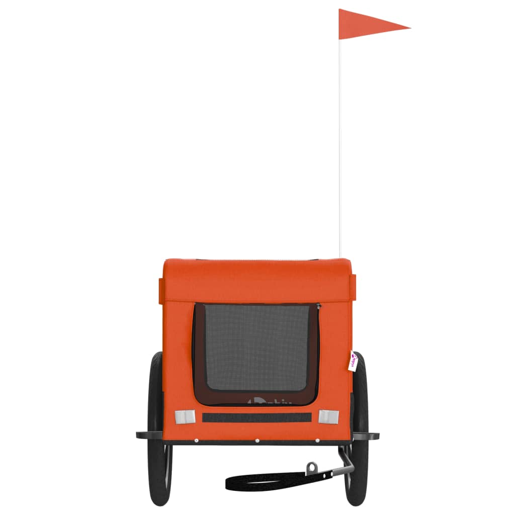 Cykelvagn för djur orange och svart oxfordtyg och järn