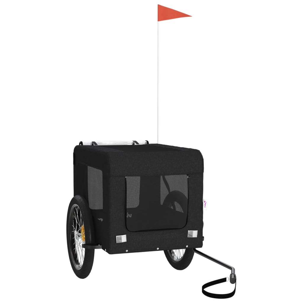 Cykelvagn för djur svart oxfordtyg och järn