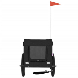 Cykelvagn för djur svart oxfordtyg och järn