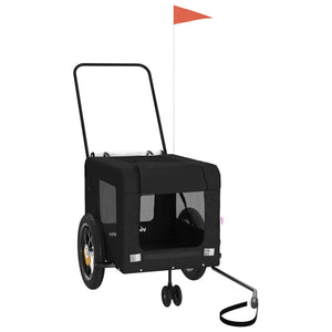 Cykelvagn för djur svart oxfordtyg och järn