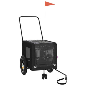 Cykelvagn för djur svart oxfordtyg och järn