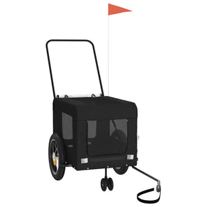 Cykelvagn för djur svart oxfordtyg och järn