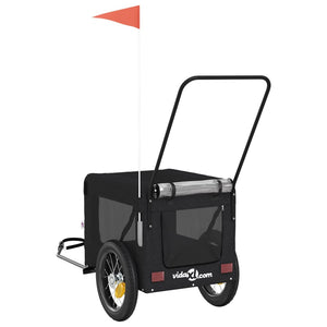 Cykelvagn för djur svart oxfordtyg och järn