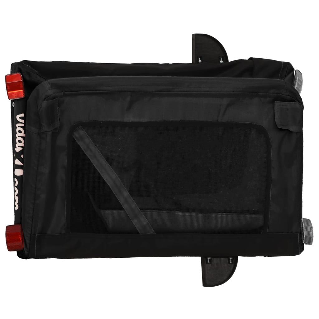 Cykelvagn för djur svart oxfordtyg och järn