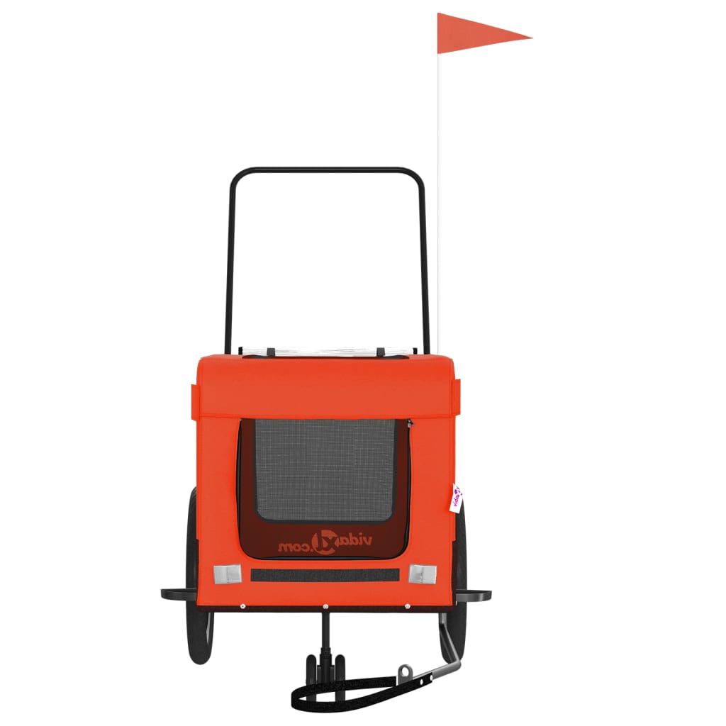 Cykelvagn för djur orange och svart oxfordtyg och järn