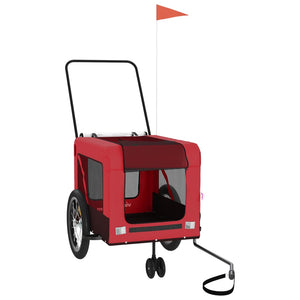 Cykelvagn för djur röd och svart oxfordtyg och järn