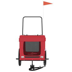 Cykelvagn för djur röd och svart oxfordtyg och järn