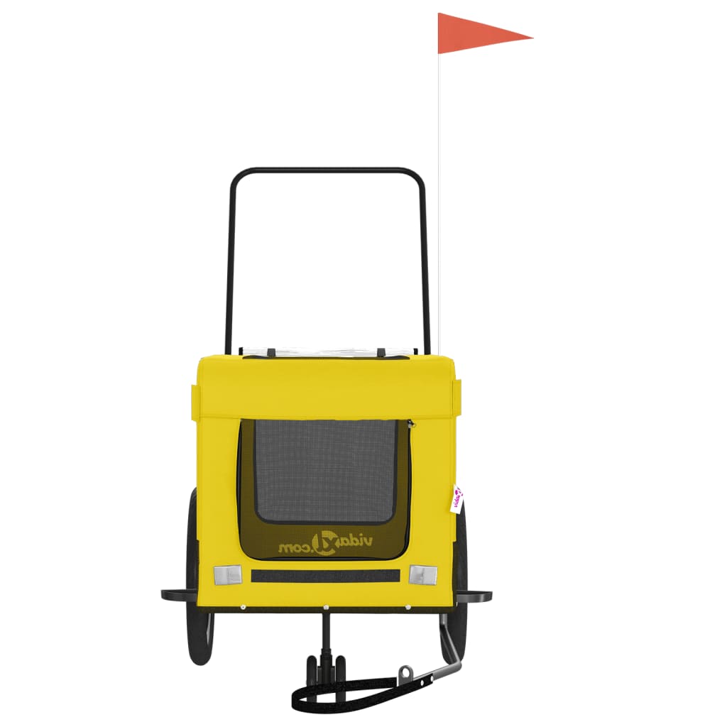 Cykelvagn för djur gul och svart oxfordtyg och järn