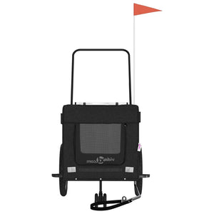 Cykelvagn för djur svart oxfordtyg och järn