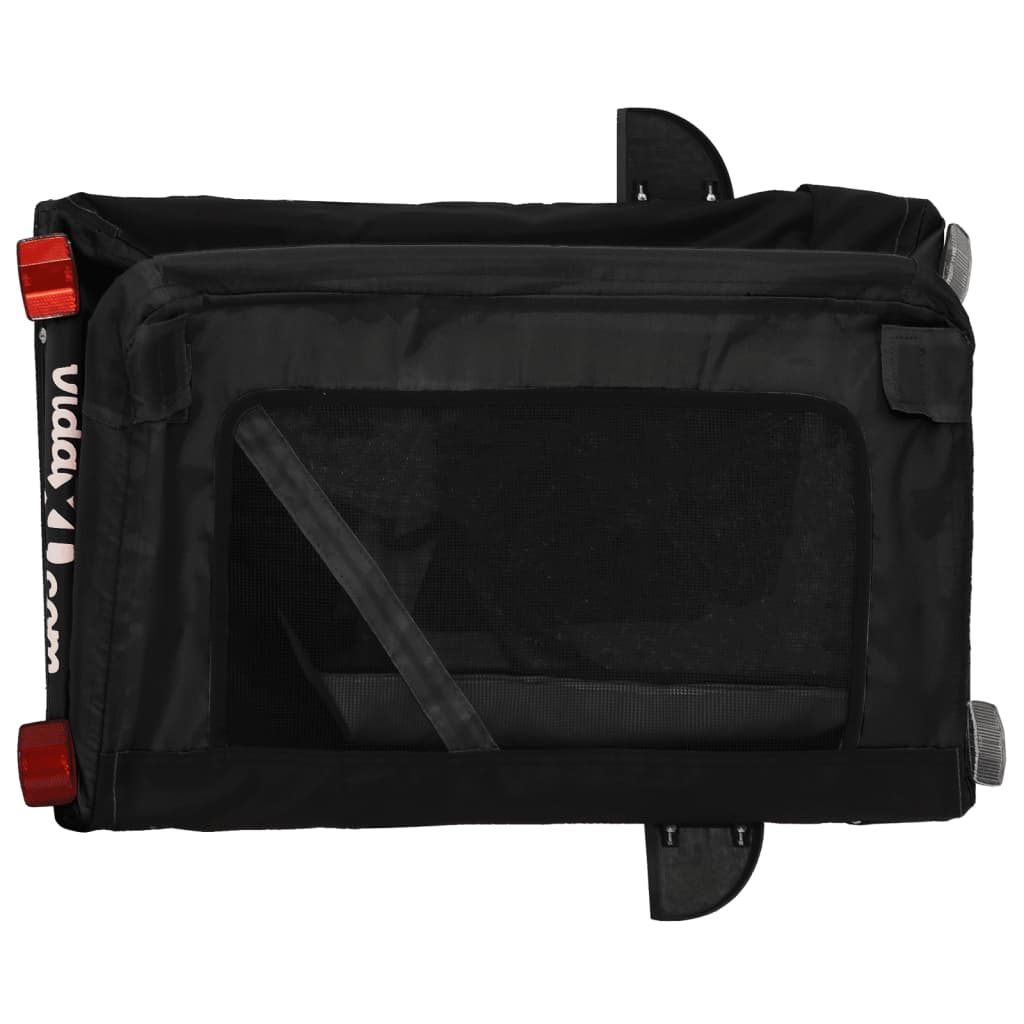 Cykelvagn för djur svart oxfordtyg och järn