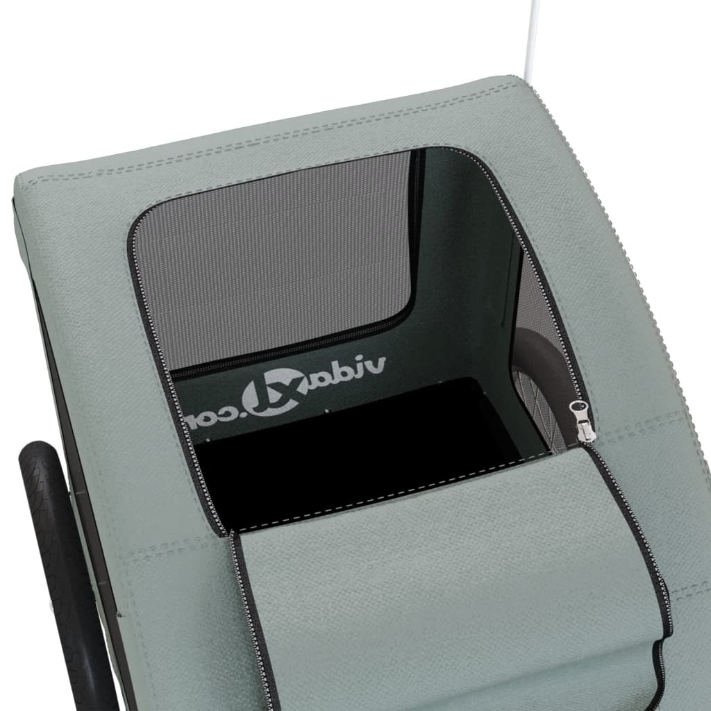 Cykelvagn för djur grå oxfordtyg och järn