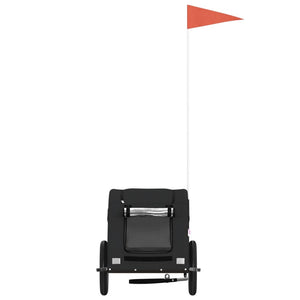 Cykelvagn för djur svart oxfordtyg och järn