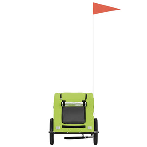 Cykelvagn för djur grön oxfordtyg och järn