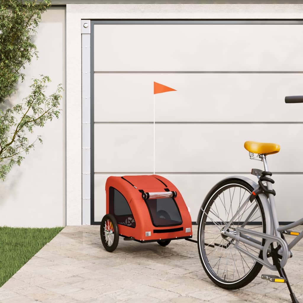 Cykelvagn för djur orange oxfordtyg och järn