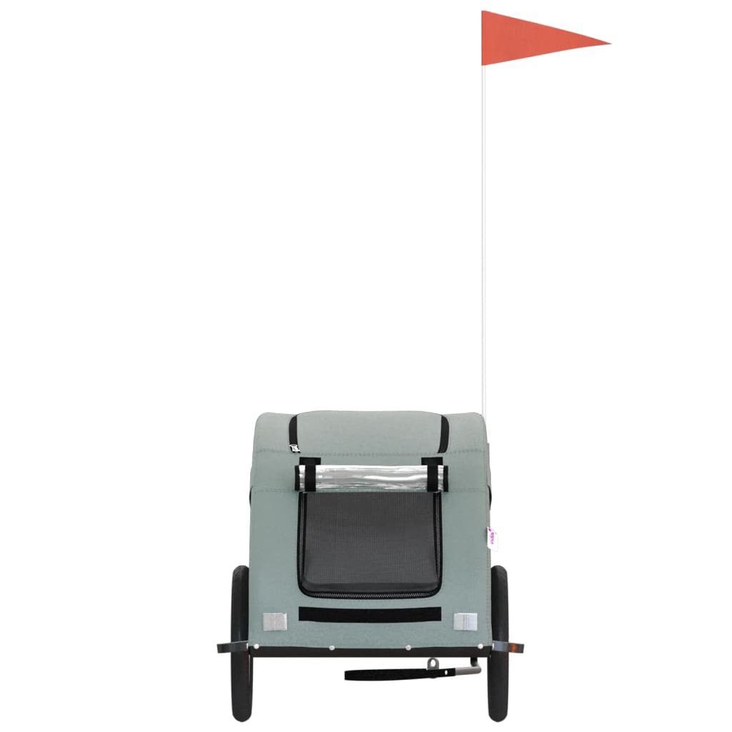 Cykelvagn för djur grå oxfordtyg och järn