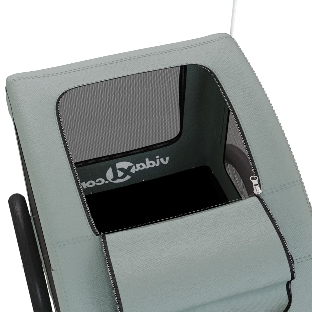 Cykelvagn för djur grå oxfordtyg och järn