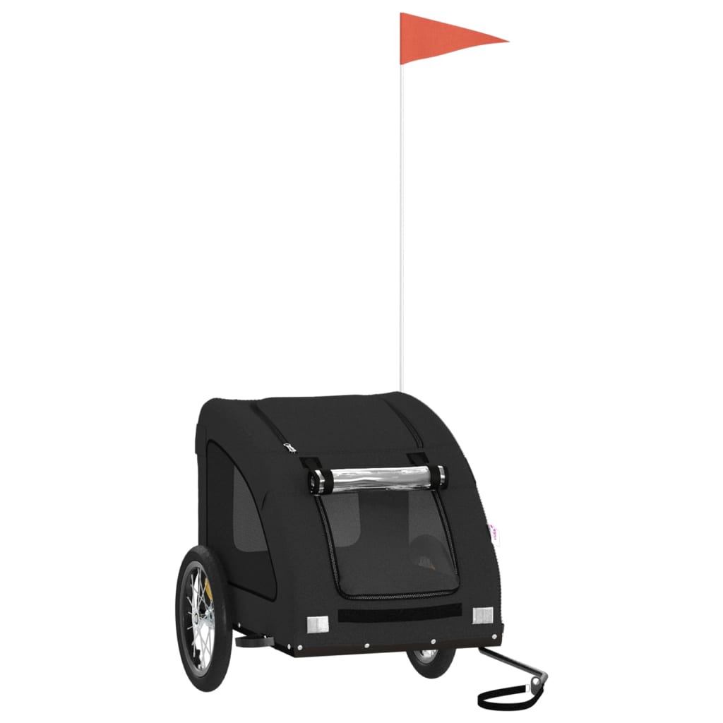 Cykelvagn för djur svart oxfordtyg och järn