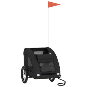 Cykelvagn för djur svart oxfordtyg och järn