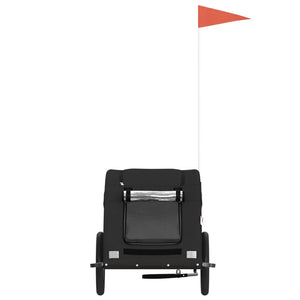 Cykelvagn för djur svart oxfordtyg och järn