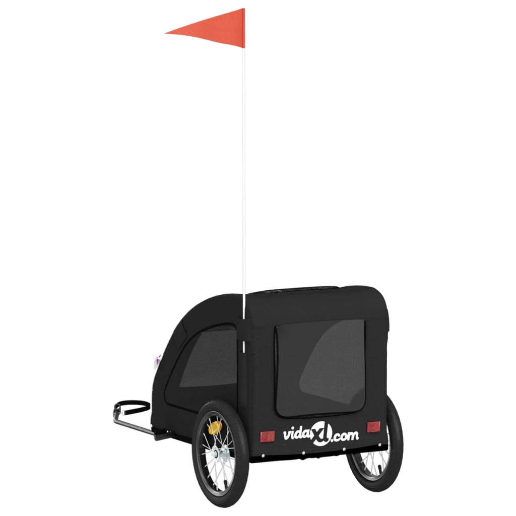 Cykelvagn för djur svart oxfordtyg och järn