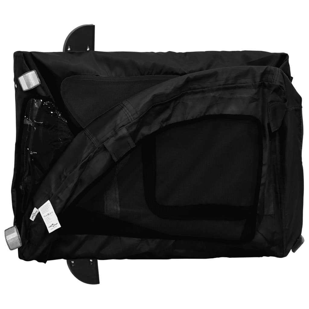 Cykelvagn för djur svart oxfordtyg och järn