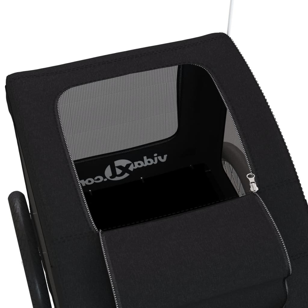 Cykelvagn för djur svart oxfordtyg och järn