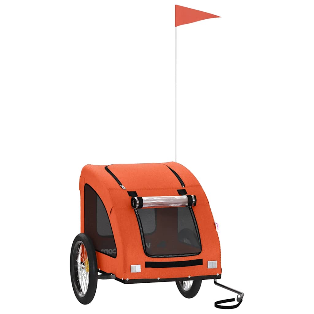 Cykelvagn för djur orange oxfordtyg och järn