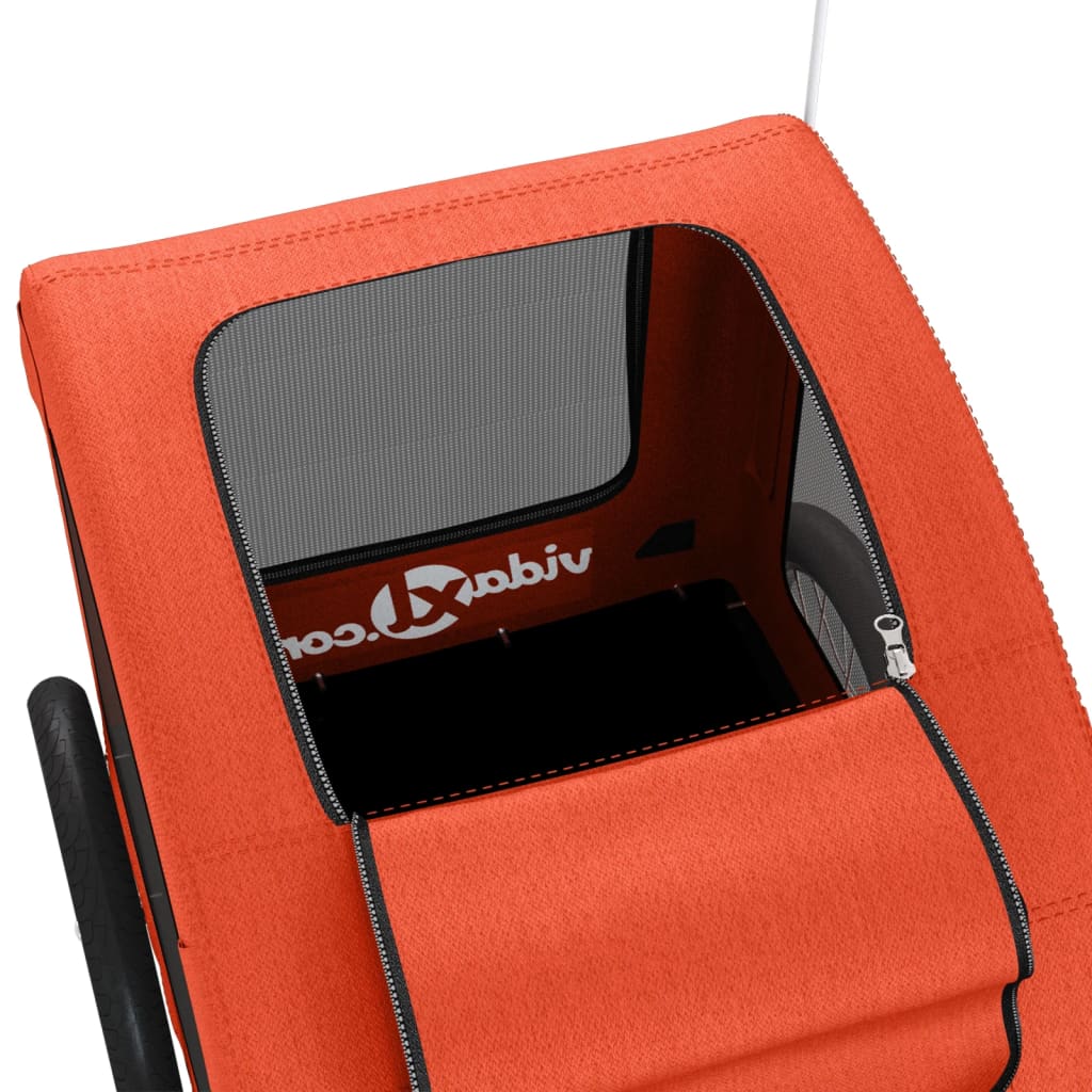 Cykelvagn för djur orange oxfordtyg och järn