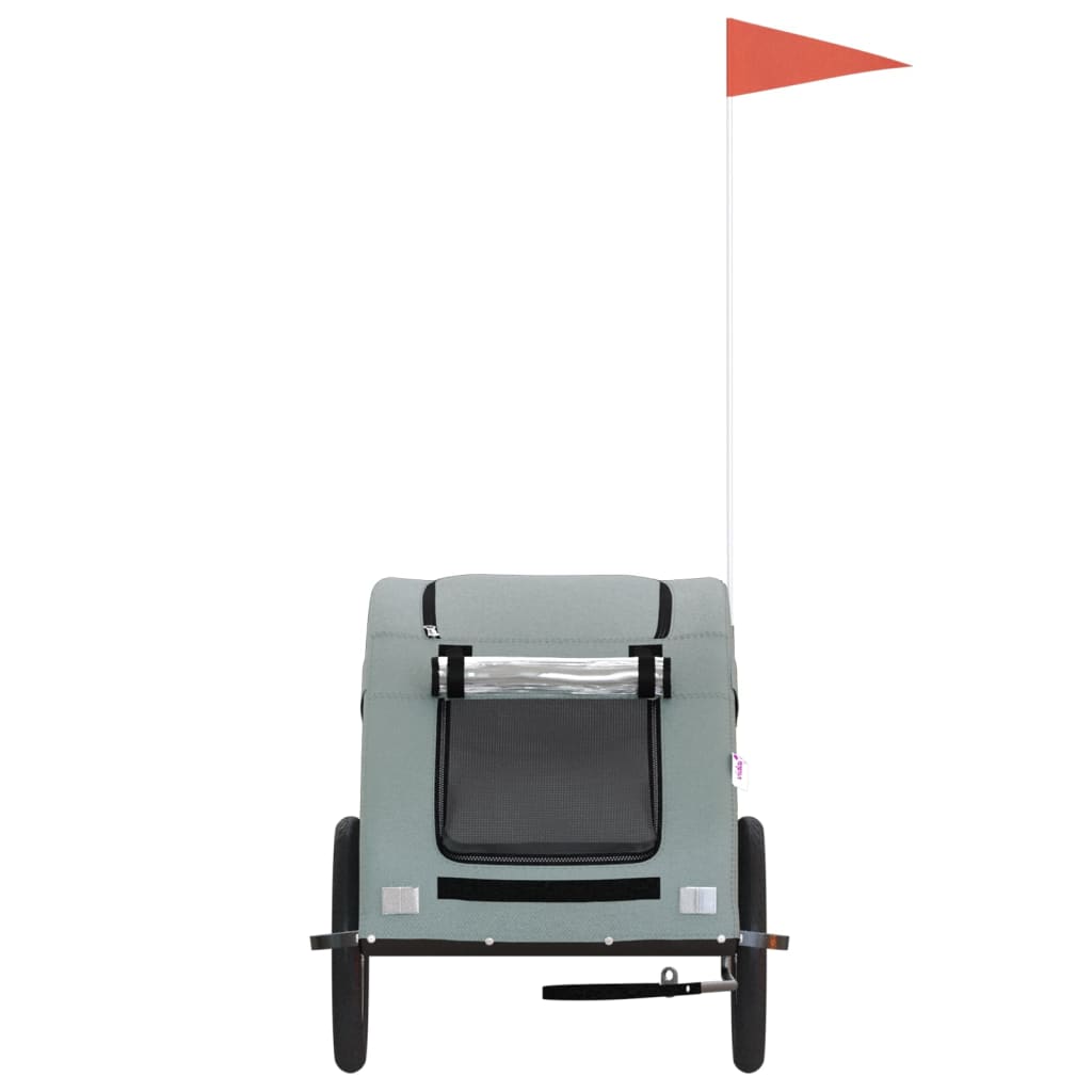 Cykelvagn för djur grå oxfordtyg och järn