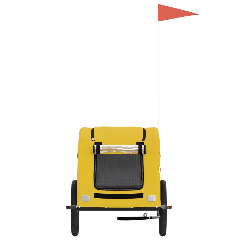 Cykelvagn för djur gul oxfordtyg och järn