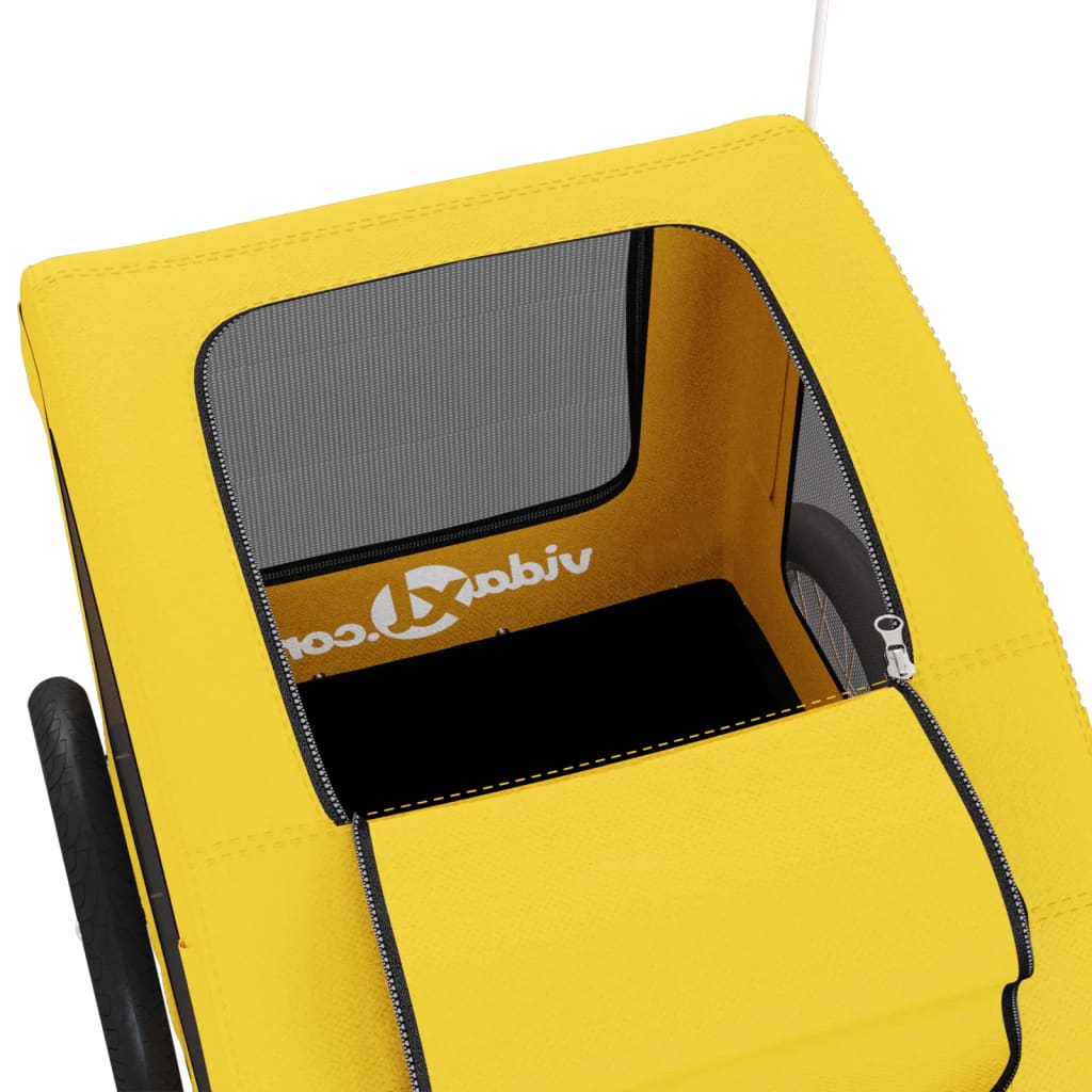 Cykelvagn för djur gul oxfordtyg och järn