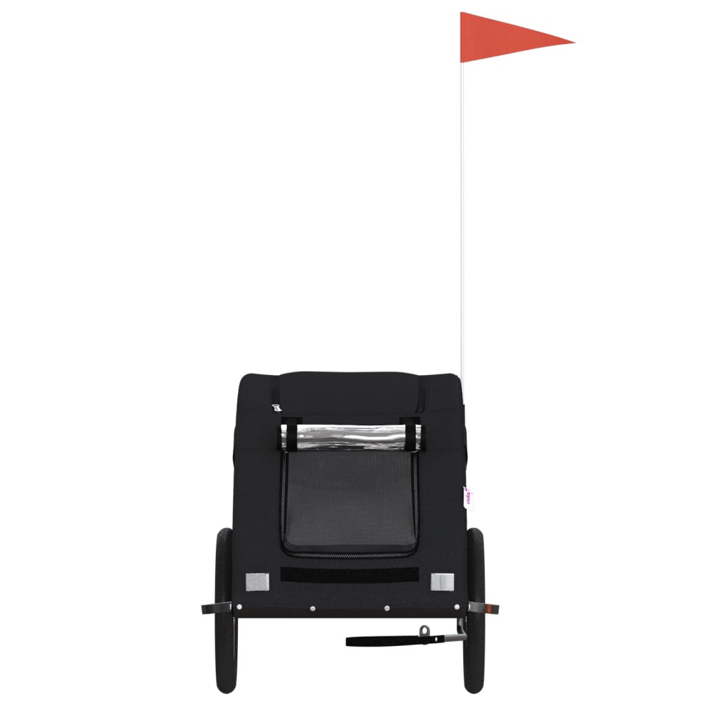 Cykelvagn för djur svart oxfordtyg och järn