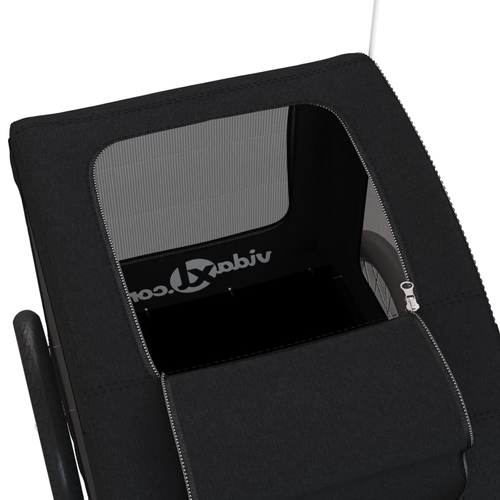 Cykelvagn för djur svart oxfordtyg och järn