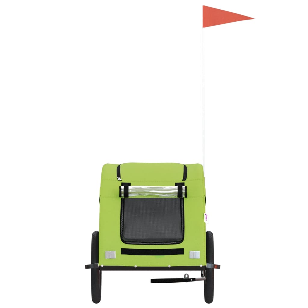 Cykelvagn för djur grön oxfordtyg och järn