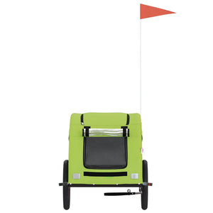 Cykelvagn för djur grön oxfordtyg och järn