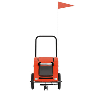 Cykelvagn för djur orange och grå oxfordtyg och järn