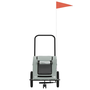 Cykelvagn för djur grå oxfordtyg och järn