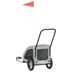 Cykelvagn för djur grå oxfordtyg och järn