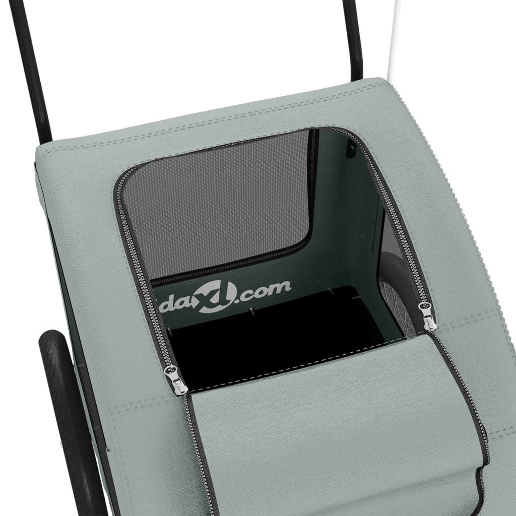 Cykelvagn för djur grå oxfordtyg och järn