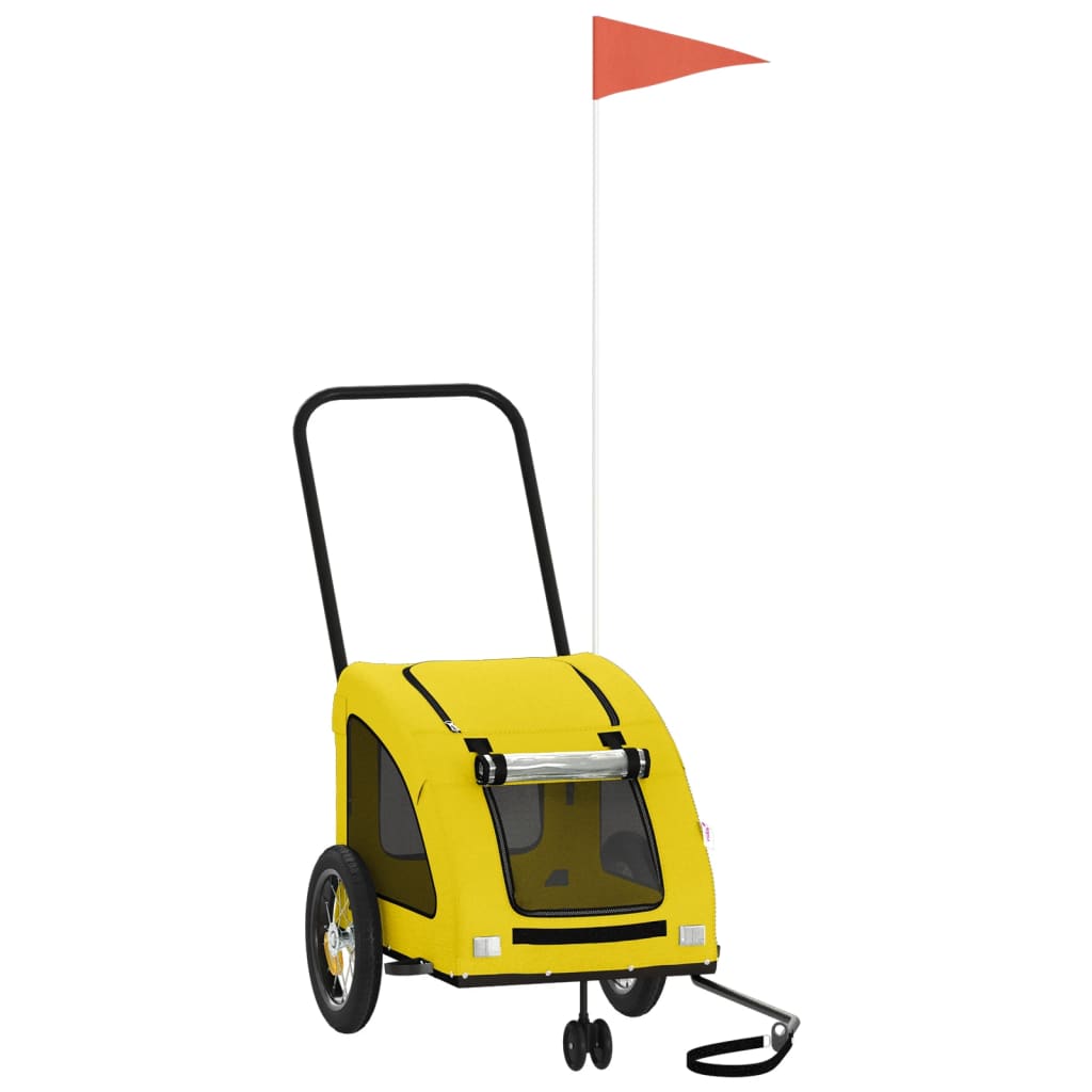 Cykelvagn för djur gul oxfordtyg och järn