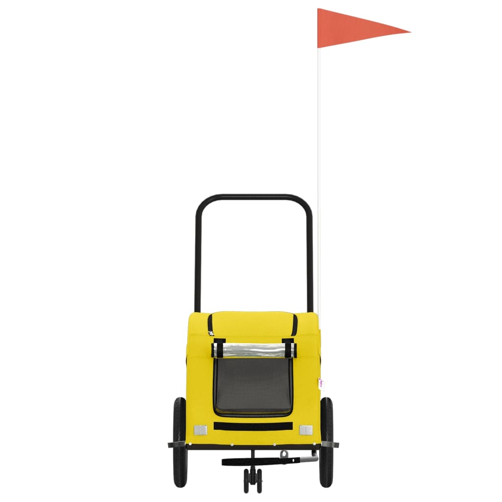 Cykelvagn för djur gul oxfordtyg och järn