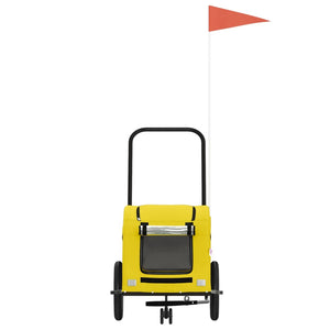 Cykelvagn för djur gul oxfordtyg och järn