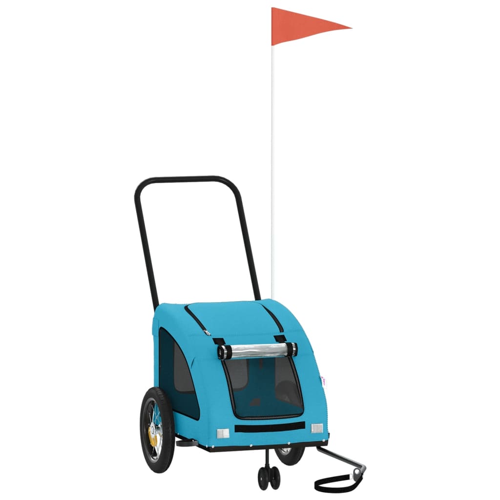 Cykelvagn för djur blå oxfordtyg och järn