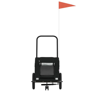 Cykelvagn för djur svart oxfordtyg och järn