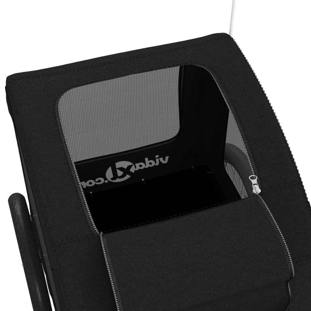 Cykelvagn för djur svart oxfordtyg och järn