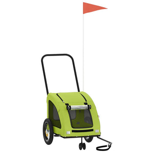 Cykelvagn för djur grön oxfordtyg och järn