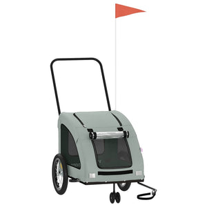 Cykelvagn för djur grå oxfordtyg och järn