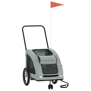 Cykelvagn för djur grå oxfordtyg och järn