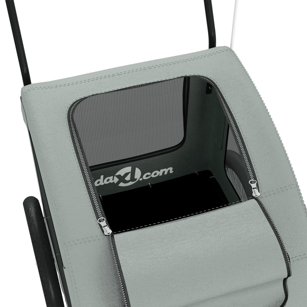 Cykelvagn för djur grå oxfordtyg och järn