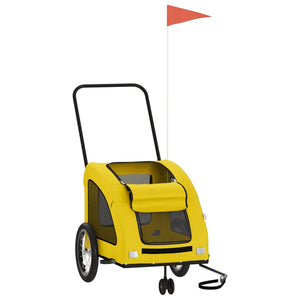 Cykelvagn för djur gul oxfordtyg och järn